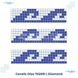 cenefa olas 2.5x2.5 diamond mosaico vitreo alberca