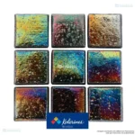 Mosaico Kolorines Iris Shell V20, detalle de piezas con acabado iridiscente.