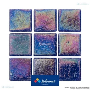 Mosaico Kolorines Iris Thunder V20, detalle de piezas con acabado iridiscente.