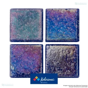 Mosaico Kolorines Iris Thunder V50, detalle de piezas con acabado iridiscente.