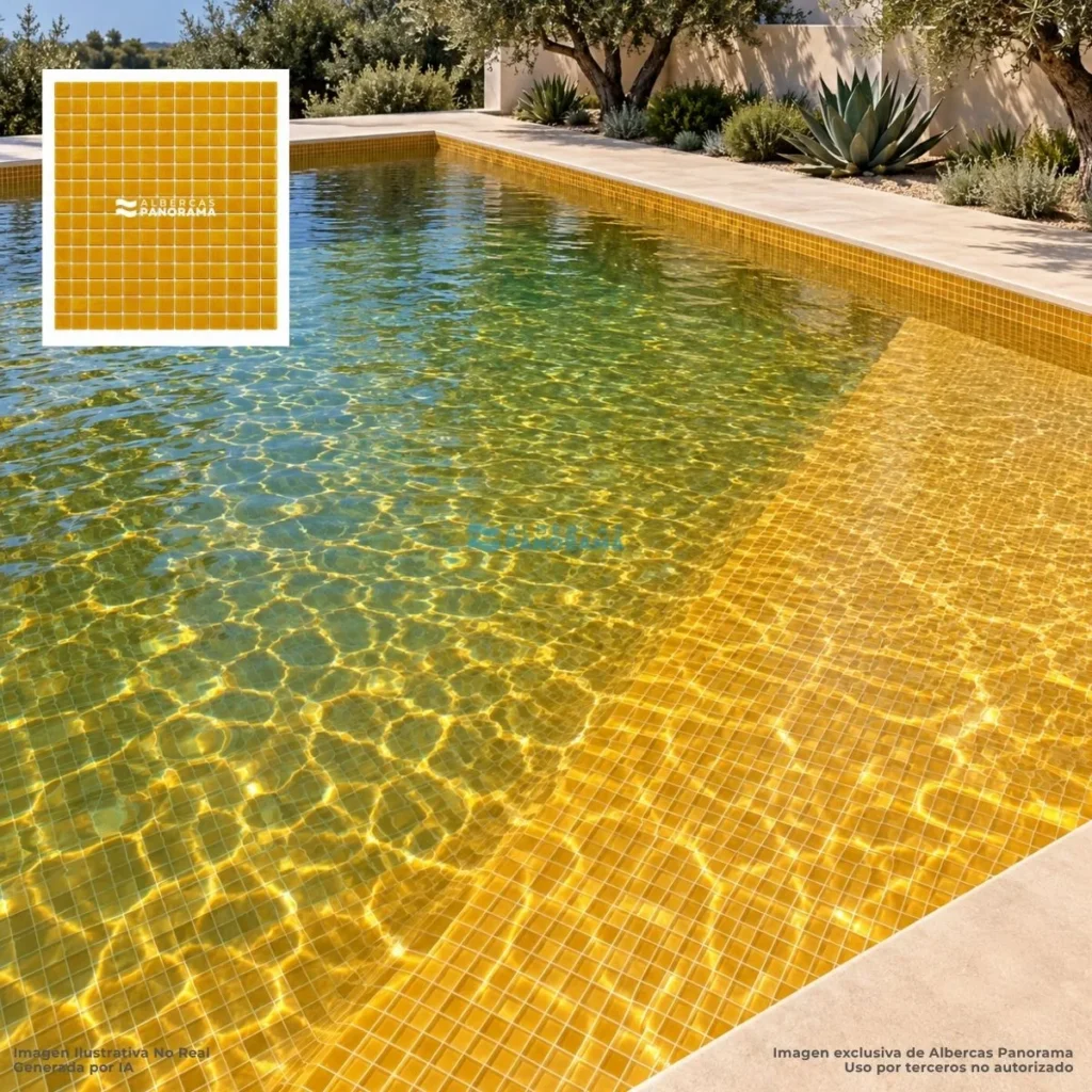 Mosaico Kolorines Solar durazno V20: aplicación en alberca