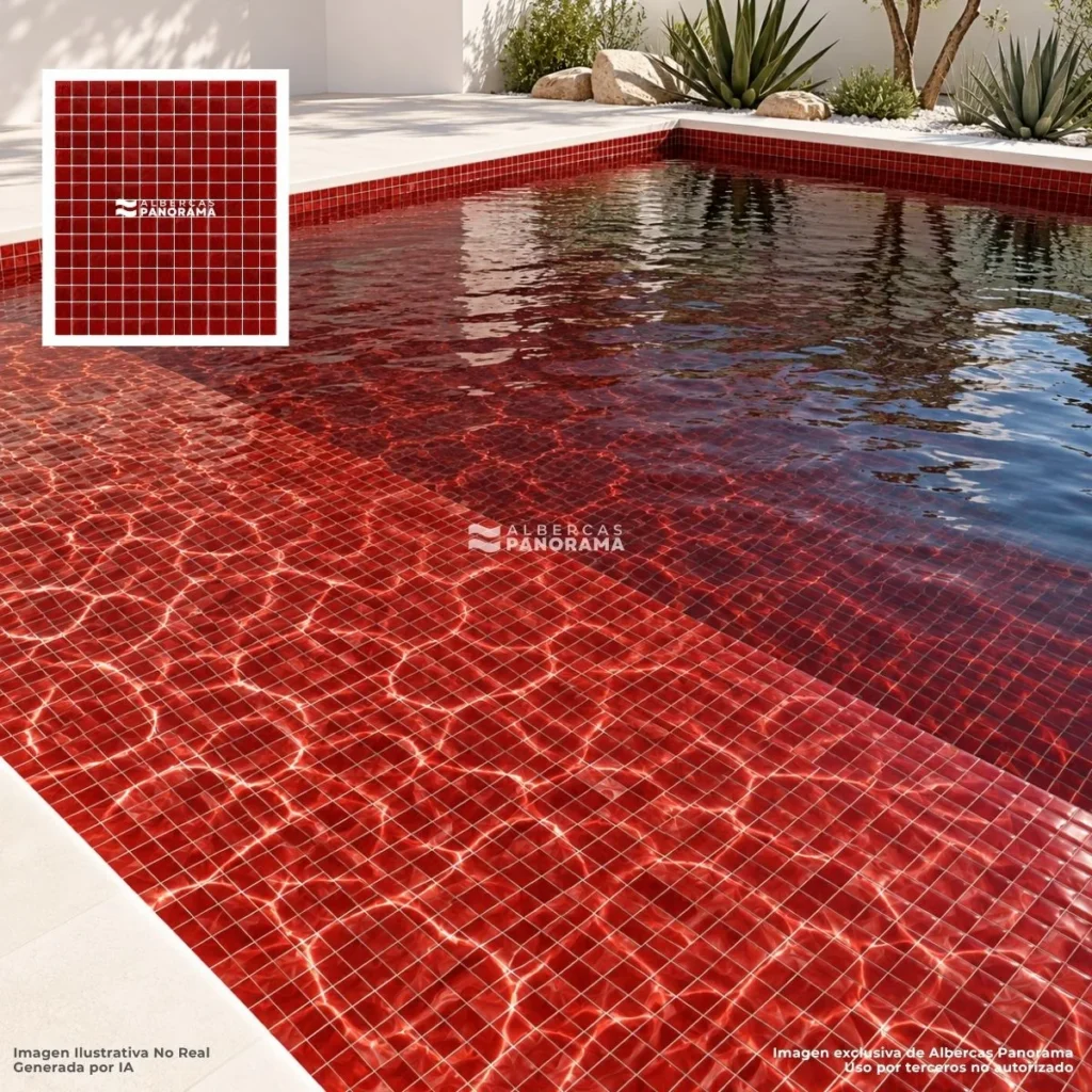 Mosaico Kolorines Solar escarlata V20: aplicación en alberca